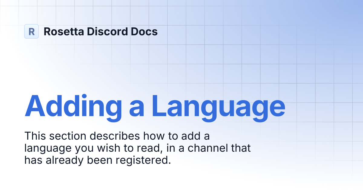 Adding a Language | Rosetta Discord Docs